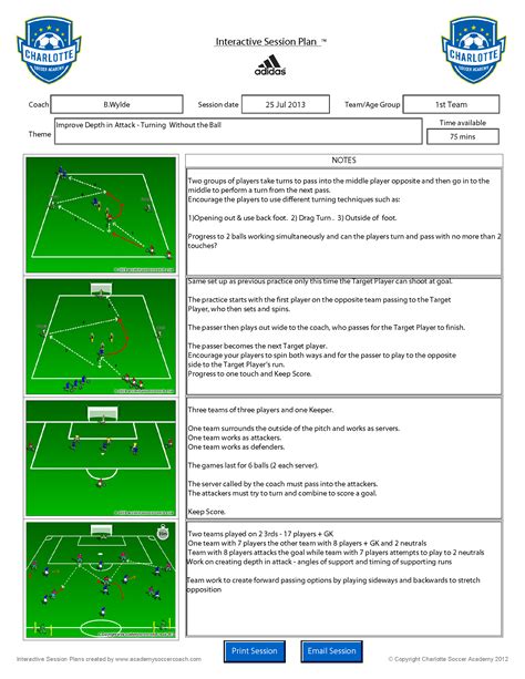 free soccer session planner.